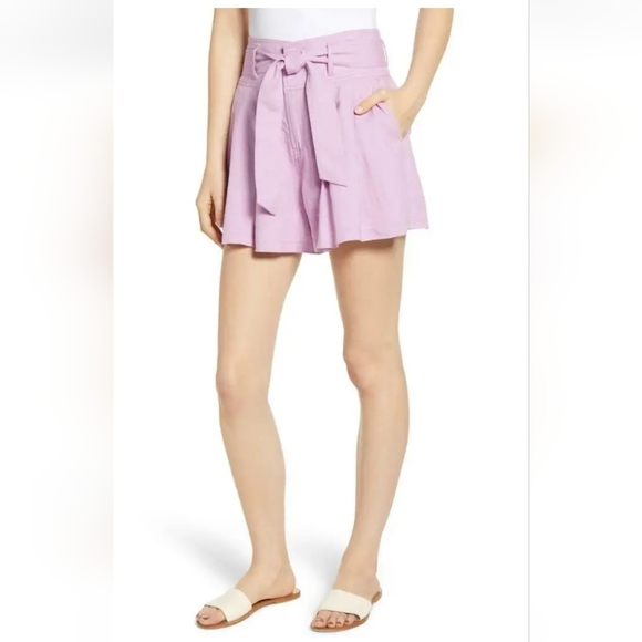 BP Nordstrom Lilac Linen Blend Shorts Tie Waist XS - Picture 1 of 9
